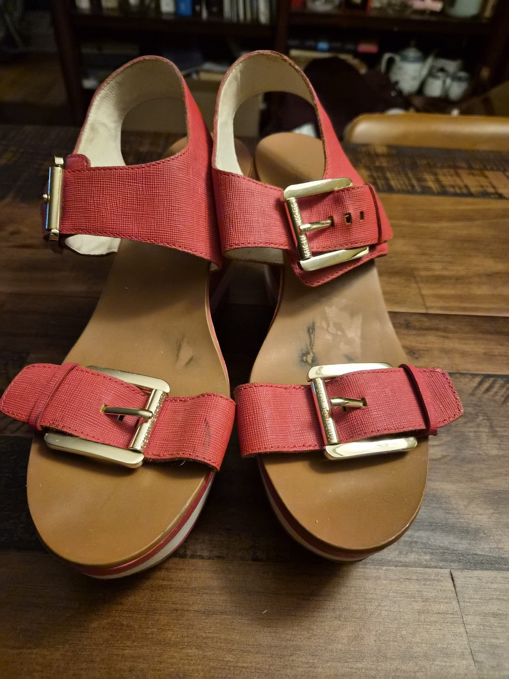 Michael Kors Women’s Red Buckle Platform Sandals
